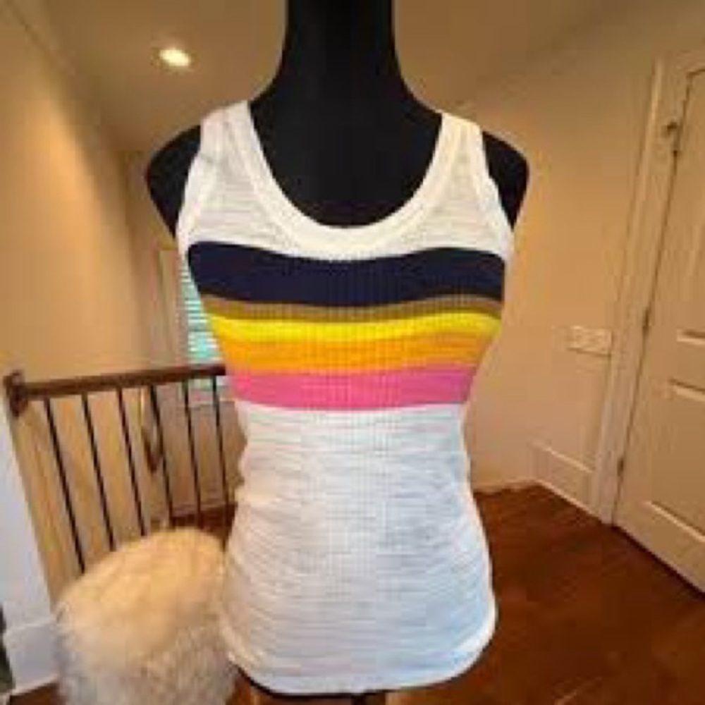 Trina Turk Striped Multicolor Ribbed Tank Top